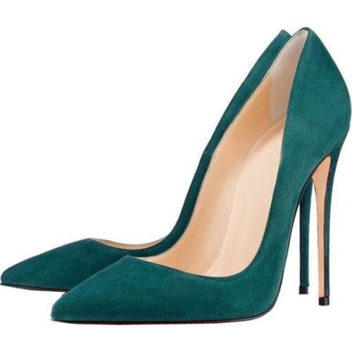 Blackish Green 12cm High Heels Shoes Broland Party Wedding Shoes Women Pumps Pointed Toe Sexy 8cm 10cm RM009 ROVICIYA