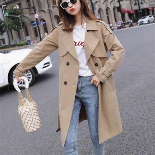Women long trench coats new loose-fitting casual female Windbreaker trend belt slim women coat lapel long female autumn outwear