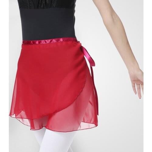 Frenulum Chiffon Ballet Tutu Skirt Pure Color Girls Dance Gymnastics Training Wrap Skirt