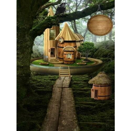 Cartoon wooden house kid photo background vinyl fotografia boys photographer backdrops for photo studio props photophone S-1912