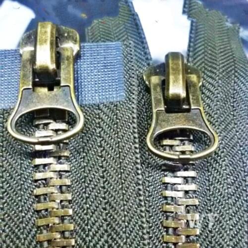 2 PCS/LOT HEAVY DUTY Vintage Zipper Metal 2 WAY Double End Slider BLACK ARMY GREEN FOR Jacket Clothes Sewing Accessories
