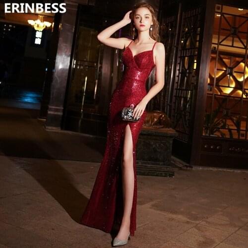 Sexy Red Mermaid Prom Dresses Robe De Soiree Sweetheart Sleeveless Sequin Special Occasion Dresses 2020 Long Prom Dress