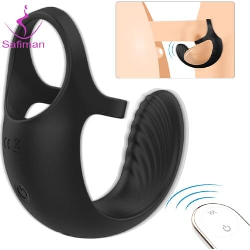 10 Modes Vibrating Penis Massager Ring Dildo Sex Toys for Men Scrotum Massager Male Chastity Cage Testicle Bondage Vibrators