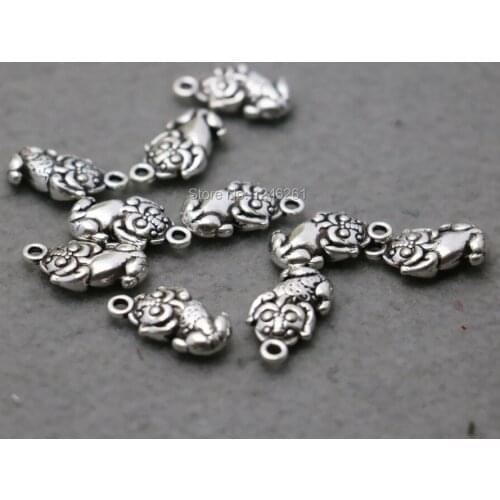 10PCS Animal Lucky Beads Silver-plate DIY Hardware Metal Accessory Fittings for 10*18mm jewelry for Bracelet Necklace Pendant