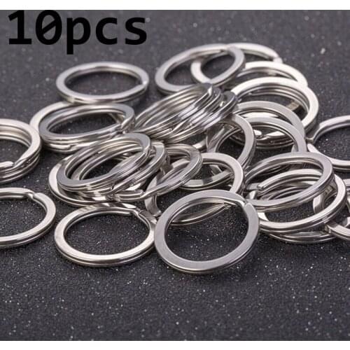 10PCS Polished Silver Key Holder Split Ring DIY Keyrings Key Chain Hoop Loop Stainless Steel