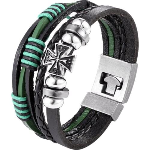 2019 New Fashion Bracelets Brand Bracelet Simple buckle Braided Multi-layer Leather Bracelet Bangles Christmas Present Pulseira