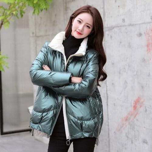 2020 Winter Stand Collar Irregular Short Jacket 90% White Duck Down Parkas Women Warm Snow Coat Thicken Green Outwear