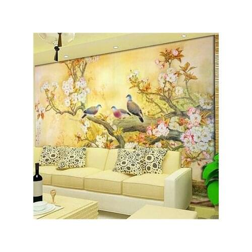 Custom 3d wallpaper Large murals TV setting wall paper wallpaper plum blossom hotel / / old person room background wall