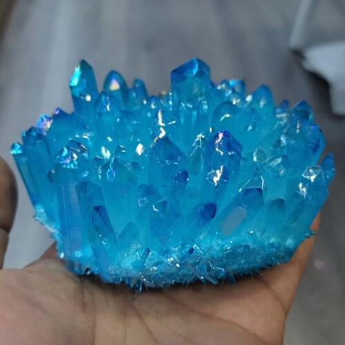 400-500gNatural Electroplating Double Color Crystal Quartz Cluster Meditation Healing Home Decoration Chakra Reiki