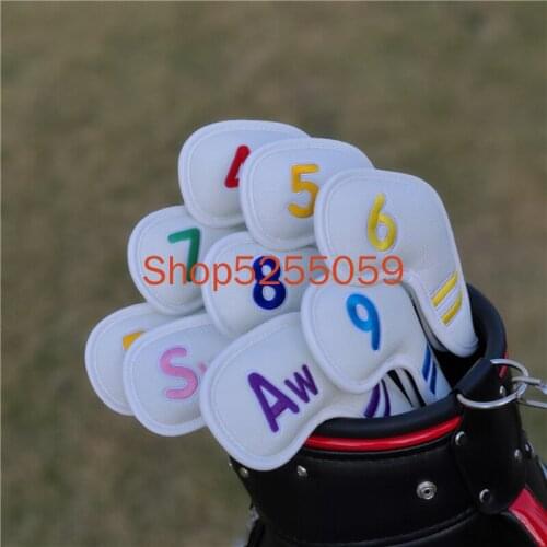9Pics/a lot Golf Club Iron Headcover (4,5,6,7,8,9,Pw,Aw,Sw) Korean Design Fashion Extended Version For Golf Club Iron Cover