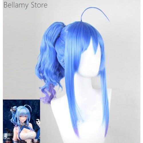Azur Lane St. Louis Gradients Blue and Purple Heat Resistant Cosplay Costume hairwear Wig+Wig Cap