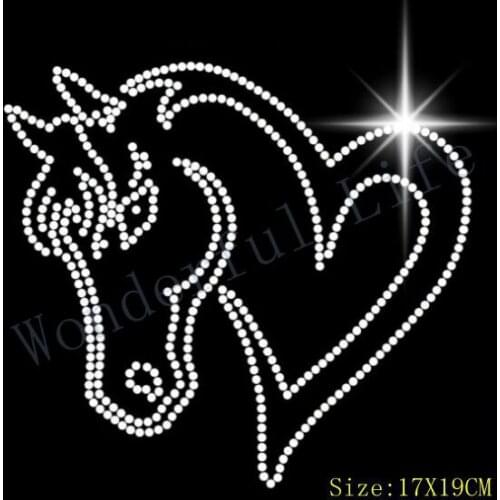 Free Shipping Pro Horse Rhinestone crystal Diamante HotFix Iron on Motif Appliqué Transfer
