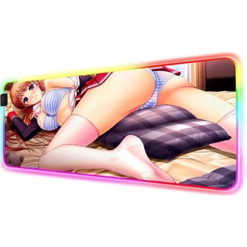 Mairuige Big Ass Big Tits Sexy Girl Large Mouse Pad RGB Backlight Color LED Computer Home Otaku Gaming Accessories Keyboard Pad