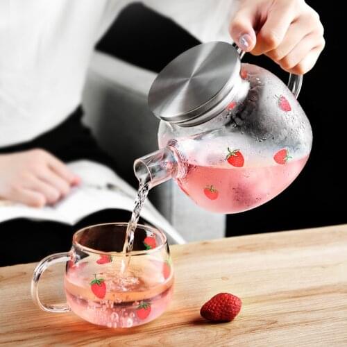 1L/1.8L Glass Teapot with Stainless Infuser Lid Heat-resistant ONEISALL