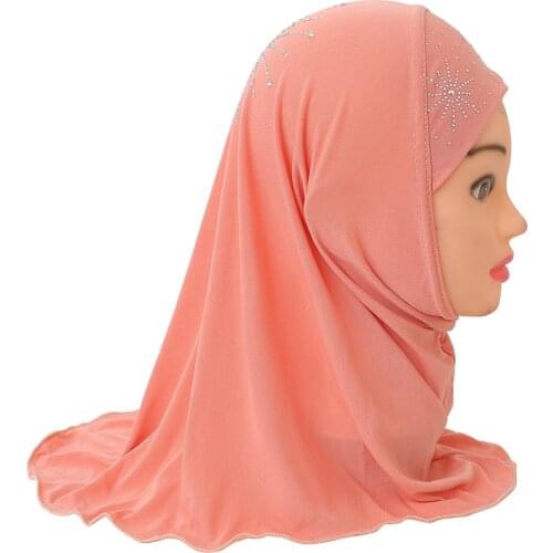 2-7 Years Old Girls Crystal Hemp Girl Headscarf Muslim Hijabs Caps Beautiful Diamonds Sunflower Instant Hijabs For Girl