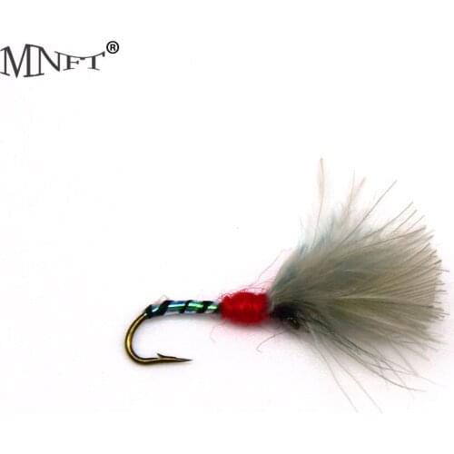 MNFT 10PCS Midge Nymph Larva Parachute Zebra Flashing Green Red Bug Fly Trout Fly Fishing Lures 10