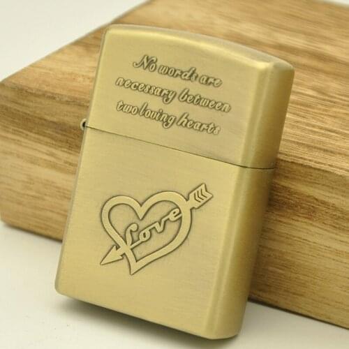 STAR Love Stainless Steel Windproof Metal Bronze Brushed Relief Kerosene Lighter