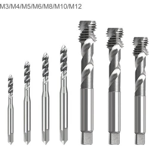 M3-M12 Square Shank High Speed Steel Spiral Screw Thread Tap Drill Bit for Woodworking Plastic And Aluminum HSS Drill Bit 1 Pcs