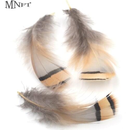 MNFT 100PCS Ginger Color Pheasant Feather Black Striped Hen Feathers Fly Fishing Lures