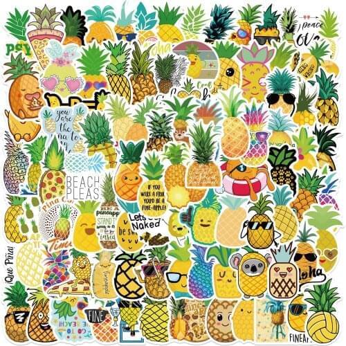 10/50/100PCS Cute Pineapple Sticker for Children Luggage Laptop Skateboard PVC Cartoon Decal Stickers