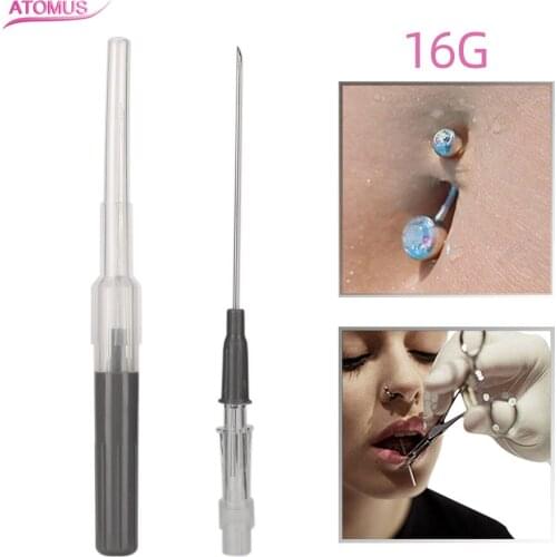 New 1PC 16G Piercing Needles Disposable Sterile Body Piercing Needles Tattoo Supply Accessorie Assorted Ear Nose Navel Nipple