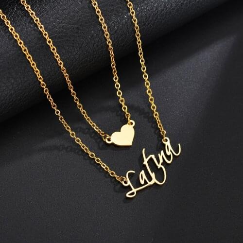 Acheerup Personalized Double-Layer Necklace Custom Name Letters Butterfly Pendant Stainless Steel Chain Jewelry Gift for Women