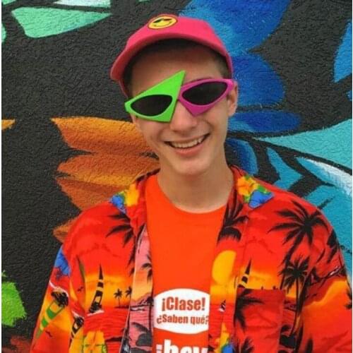 Roy purdy party glasses hip hop pink green sunglasses music festival triangle glasses funny hip hop party funny glasses bar part