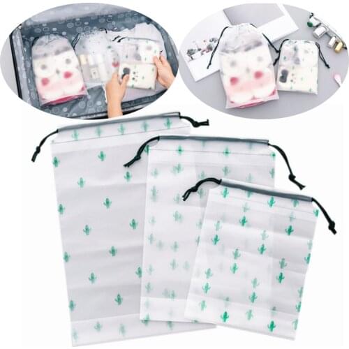 1Pc Makeup Organizers Swimming Bags Transparent Waterproof Clothes Drawstring Fold Bag Plastic Sports Travel Shoes Storage Bags
