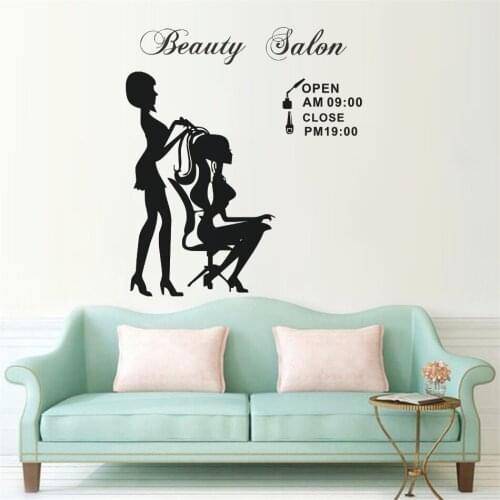 Hairdresser Vinyl Decal Barber Shop Window Sitcker Custom Work Time Vinyl Wall Poster Hair Shop Decor Beauty Salon Decal AZ070