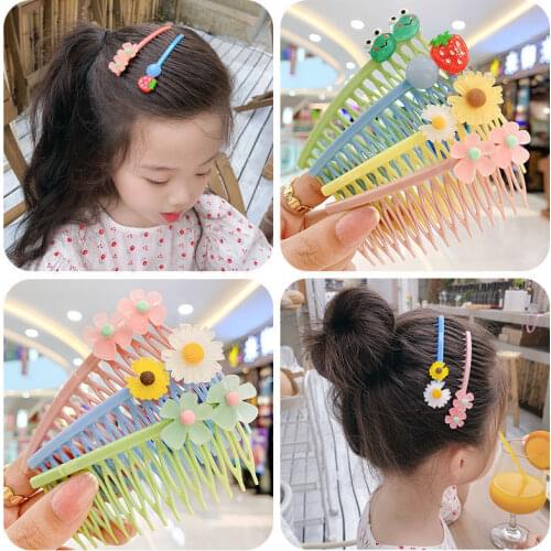 5Pcs/Set Cute Hair comb For Children Hairpins Simple Fashion Colorful Flower Clip for Sweet Girl Princess Hair Accessories