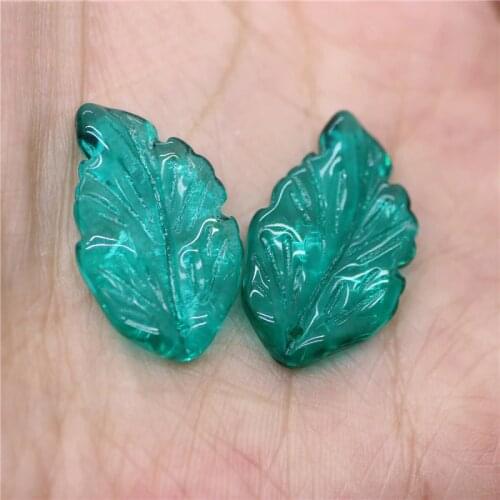 New 17x27mm Glass Feather Leaf Pendant Frosted Bead For DIY Jewelry Accessories 50PCS/bag Leaves Shaped Beads