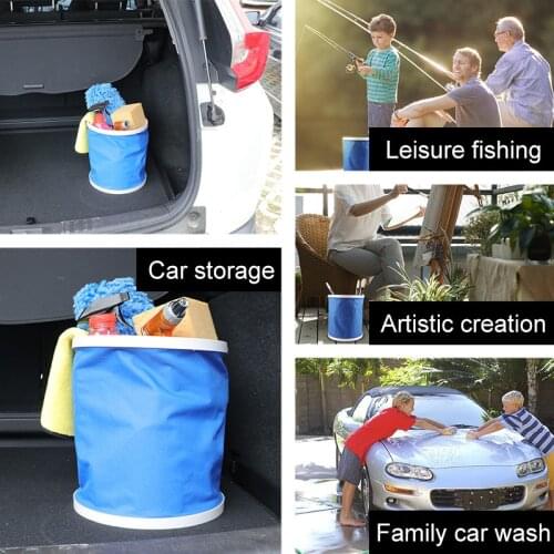 Car Wash Bucket Folding Thickening Portable 11L Large Capacity Multi-purpose Bucket Outdoor Fishing Travel Wash Storage Tools