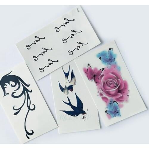 Waterproof Temporary Tattoo Sticker line totem color flower bird letter small tatto flash tatoo fake tattoos for women men kid