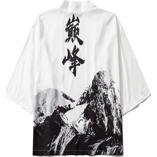 Peak Printed Japanese kimono cardigan men haori yukata male samurai costume clothing kimono jacket mens kimono shirt haori