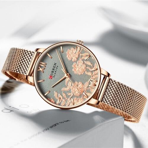 CURREN 9065 Women Watches Top Brand Luxury Stainless Steel Strap Wristwatch for Women Rose Clock Stylish Quartz Ladies Watch