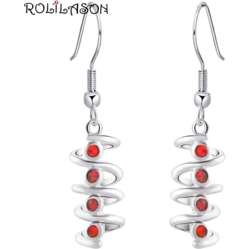 Brand Spring shape special earrings for women Orange Fire Opal Silver Stamped Dangle Earrings Health Fashion Jewelry OE369