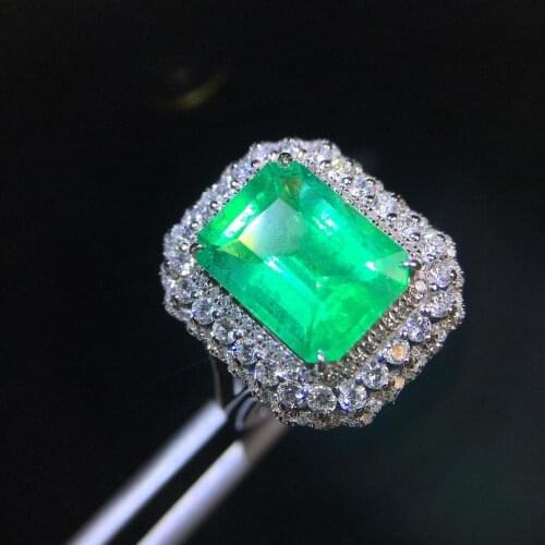 Emerald Ring Fine Jewelry Real 18K Gold Vivid Green Emerald Gemstones 3.11ct 18k Gold Diamonds Females Ring for Women Rings