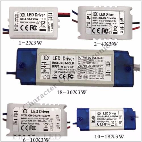 1PCS 1-2X3W 2-4X3W 6-10X3W 10-18X3W 18-30X3W LED Driver Power Supply Transformer Light Power Supply F 3w LED Chip