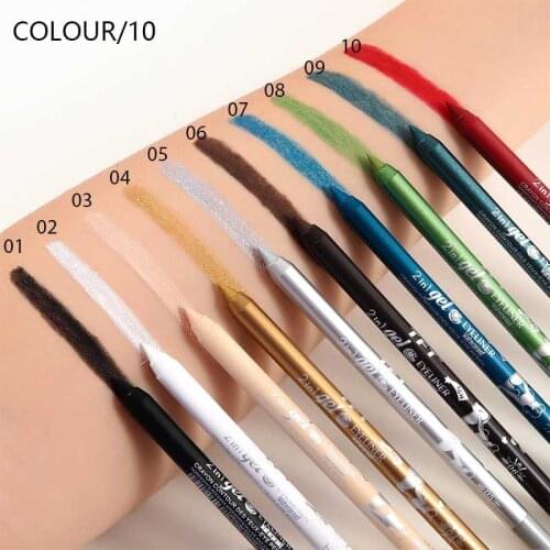 10 Colors Eyeliner Gel Pen Silky Golden Water Resistent Quick Dry Eye Liner Waterproof Sweat Proof Eyes Makeup Pencil TSLM1