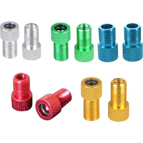 2pcs Presta to Schrader Aluminium Bike Valve Adaptor Adapter Converter with o-ring Seal Blue