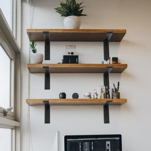 2pcs Wall Shelf Bracket Metal Sturdy Convenient Wall Hanging Support Space Saving Practical Wall Mounted Bookshelf Bracket