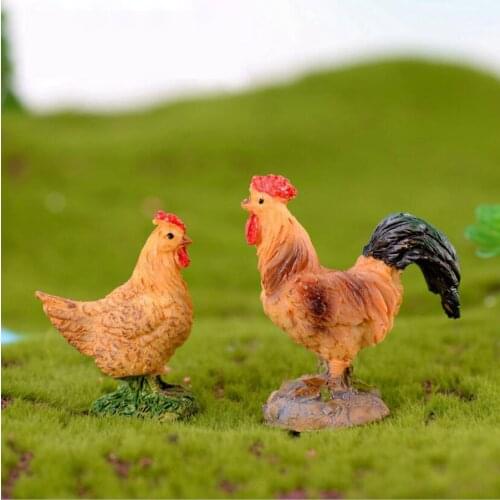 20pcs Artificial Rein Animals Cock/Hen For Moss Terrarium Home Desktop Decor/Crafts/Bonsai/Doll House/Miniature/Cake Decor