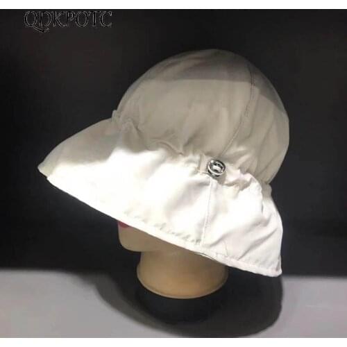 2021 Hat New Spring Summer Women Drawstring Cotton Bucket Hats Collapsible Fashion Casual Sun Protection Basin Cap QDKPOTC