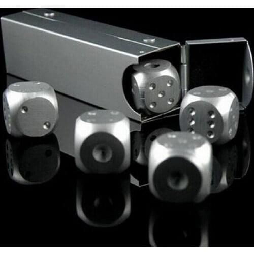 5pcs Stainless Steel Whisky Dice Stones Ice Cubes Bucket Reusable Chilling for Whiskey Wine Keep Your Drink Cold Longer
