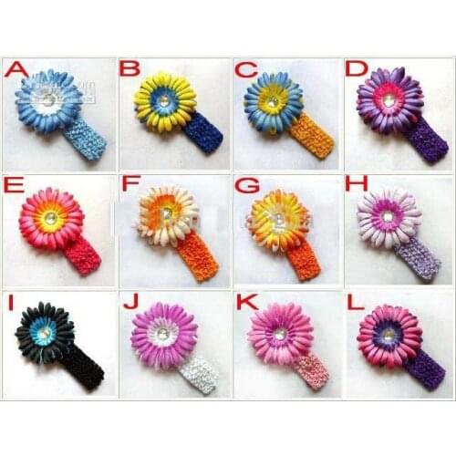 800pcs double-color daisies Gerber With Headband baby hair bows girls hair clips flowers Flower