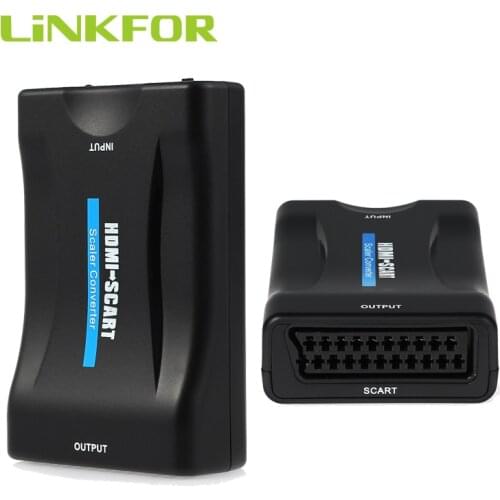 LiNKFOR HDMI TO SCART Adapter HDMI Input SCART Output Adapter Composite Video HD Stereo Audio Adapter for SKY HD Blu Ray