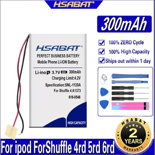 HSABAT 616-0548 300mAh Battery for ipod Shuffle 4rd 5rd 6rd Generation 4 5 6 Accumulator Batteries