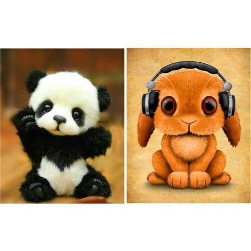 5D DIY Diamond Painting Cartoon Cute Animal Rabbit Panda Full Square/Round Diamond Embroidery Animal Diamond Mosaic Handicraft