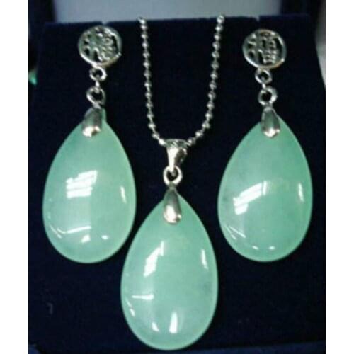 Free Shipping Beautiful purple green jade earrings pendant necklace set