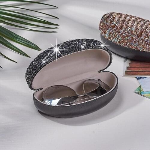 Bling Bling Rhinestone Portable Sunglasses Case Box Eyes Glasses Box Holder More colors for choice